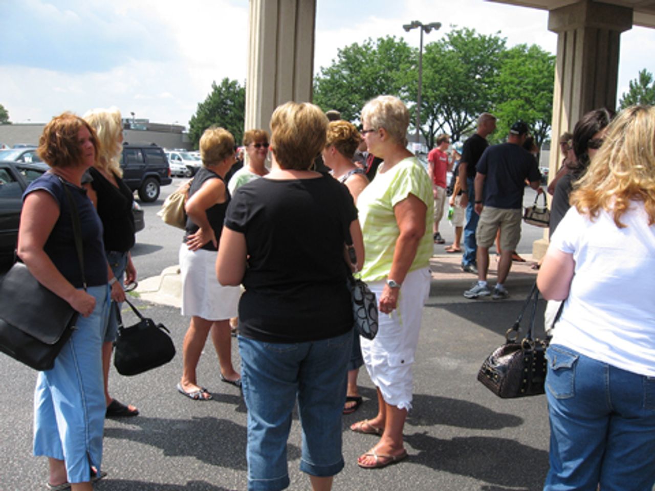 Striking Windsor city workers outside meeting hall July 24